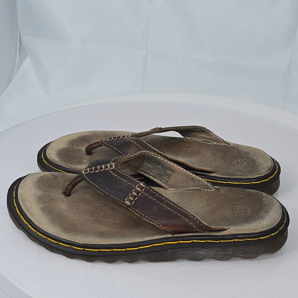 Rare Dr. Doc Martens 8883 US 9/42/UK 8 Brown Leather Sandals/Flip Flops/Tongs